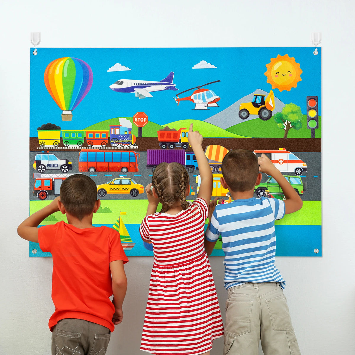 Kibo Explora™: Vehículos – Tablero de Fieltro Montessori