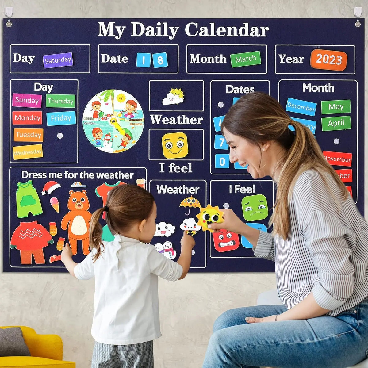 📅 Kibo Calendario™ – Tablero de Fieltro Montessori