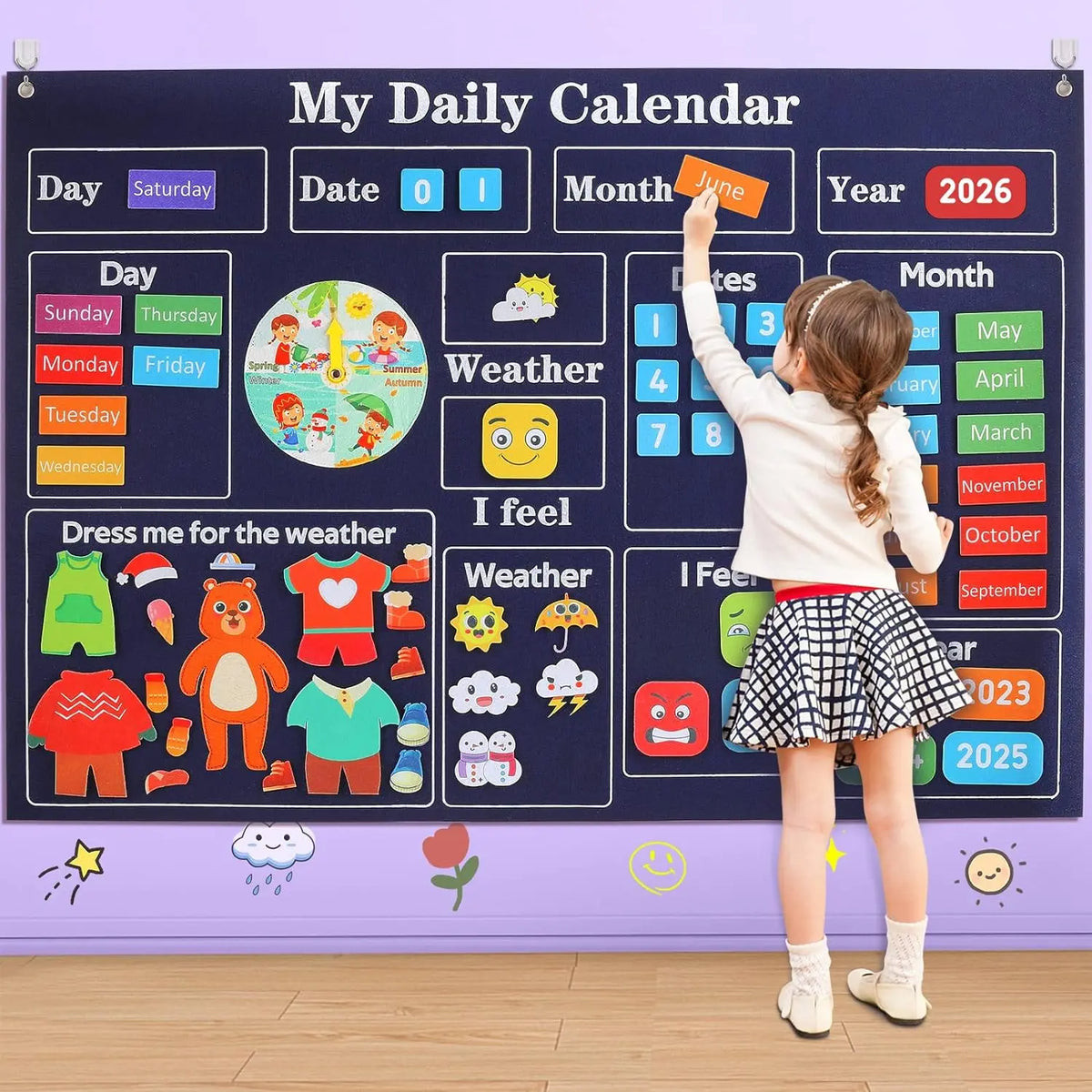 📅 Kibo Calendario™ – Tablero de Fieltro Montessori