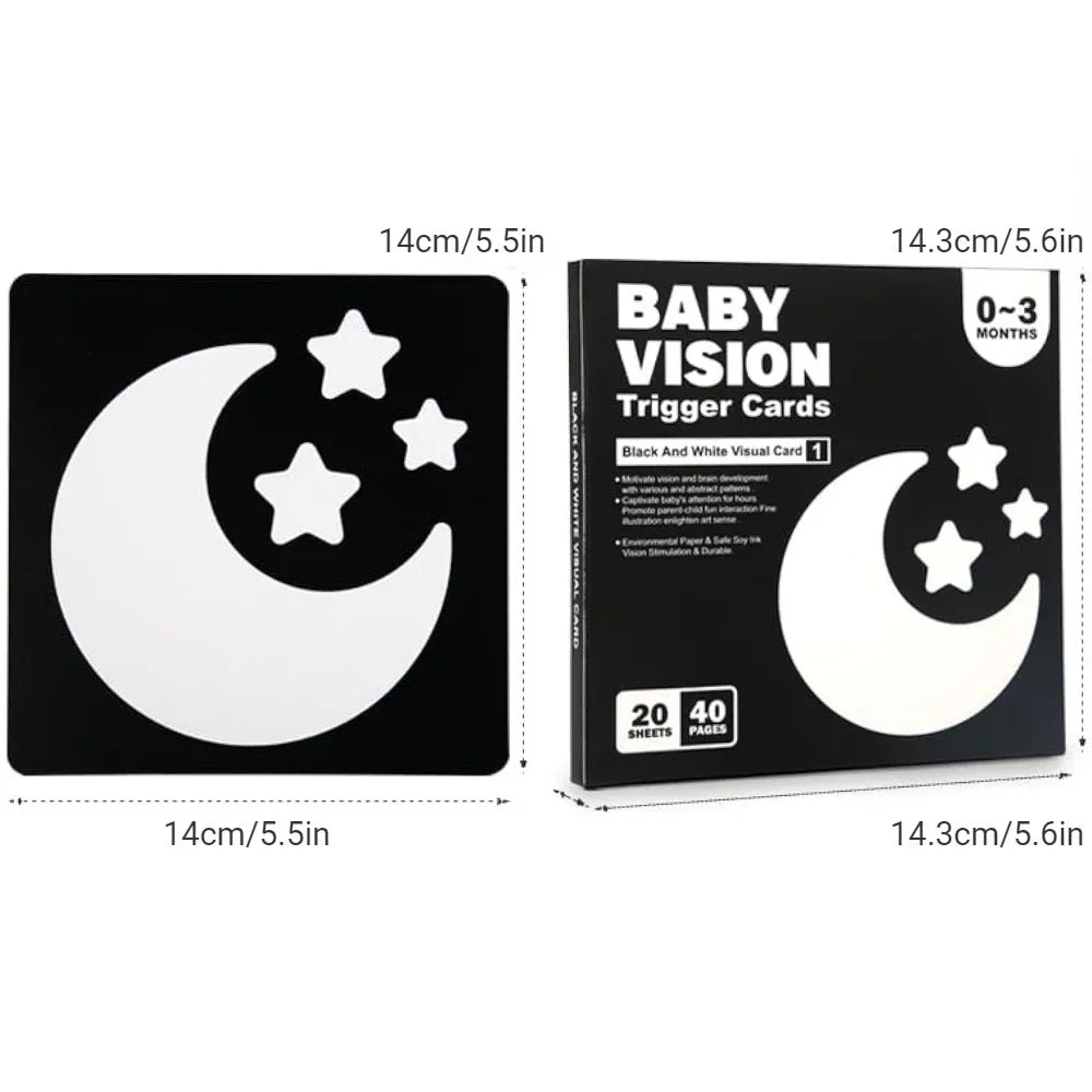 🖤🤍 Kibo Baby Vision™ – Tarjetas Montessori para Estimulación Visual 👶✨