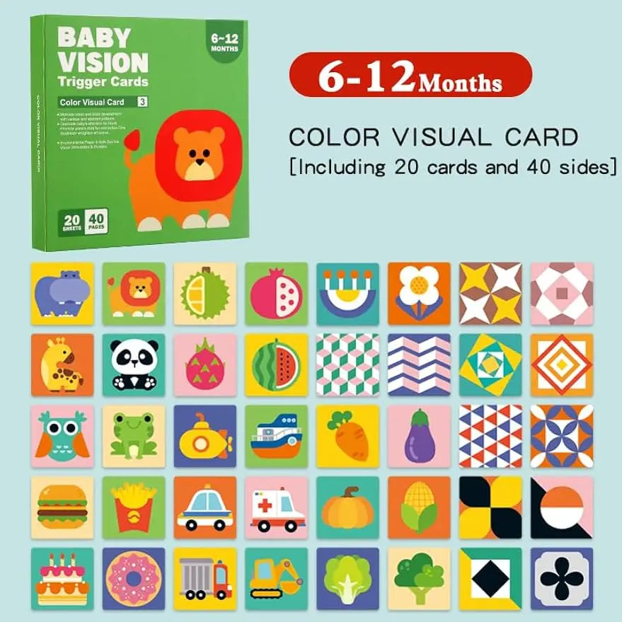🖤🤍 Kibo Baby Vision™ – Tarjetas Montessori para Estimulación Visual 👶✨