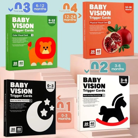 🖤🤍 Kibo Baby Vision™ – Tarjetas Montessori para Estimulación Visual 👶✨