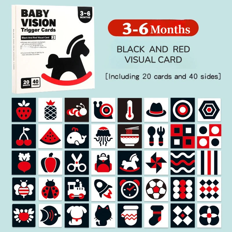 🖤🤍 Kibo Baby Vision™ – Tarjetas Montessori para Estimulación Visual 👶✨