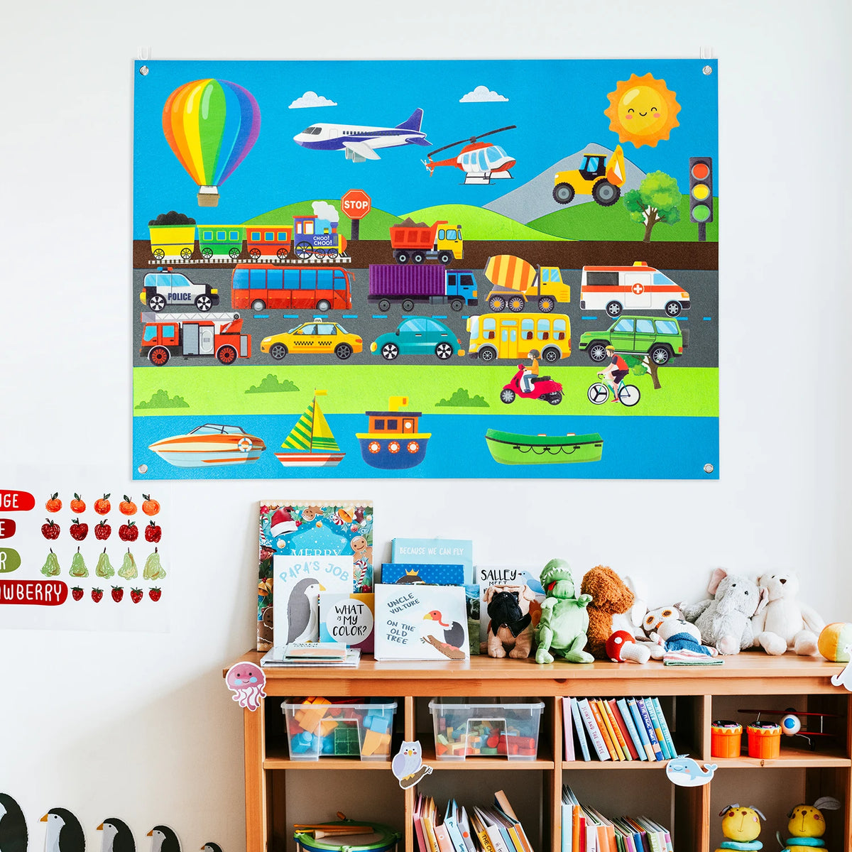 Kibo Explora™: Vehículos – Tablero de Fieltro Montessori