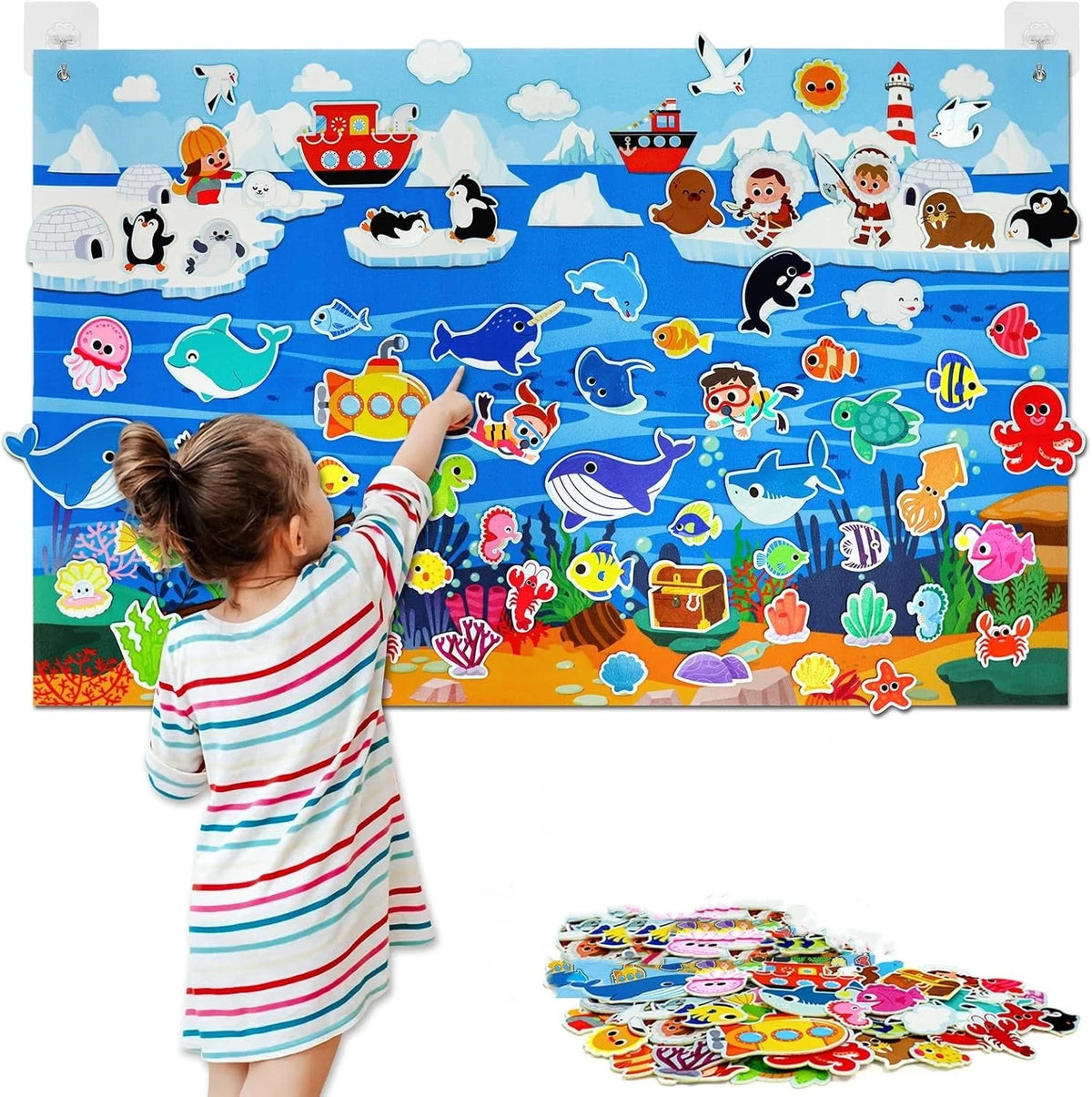 🌊🐋 Kibo Explora™: Mundo Marino – Tablero de Fieltro Montessori
