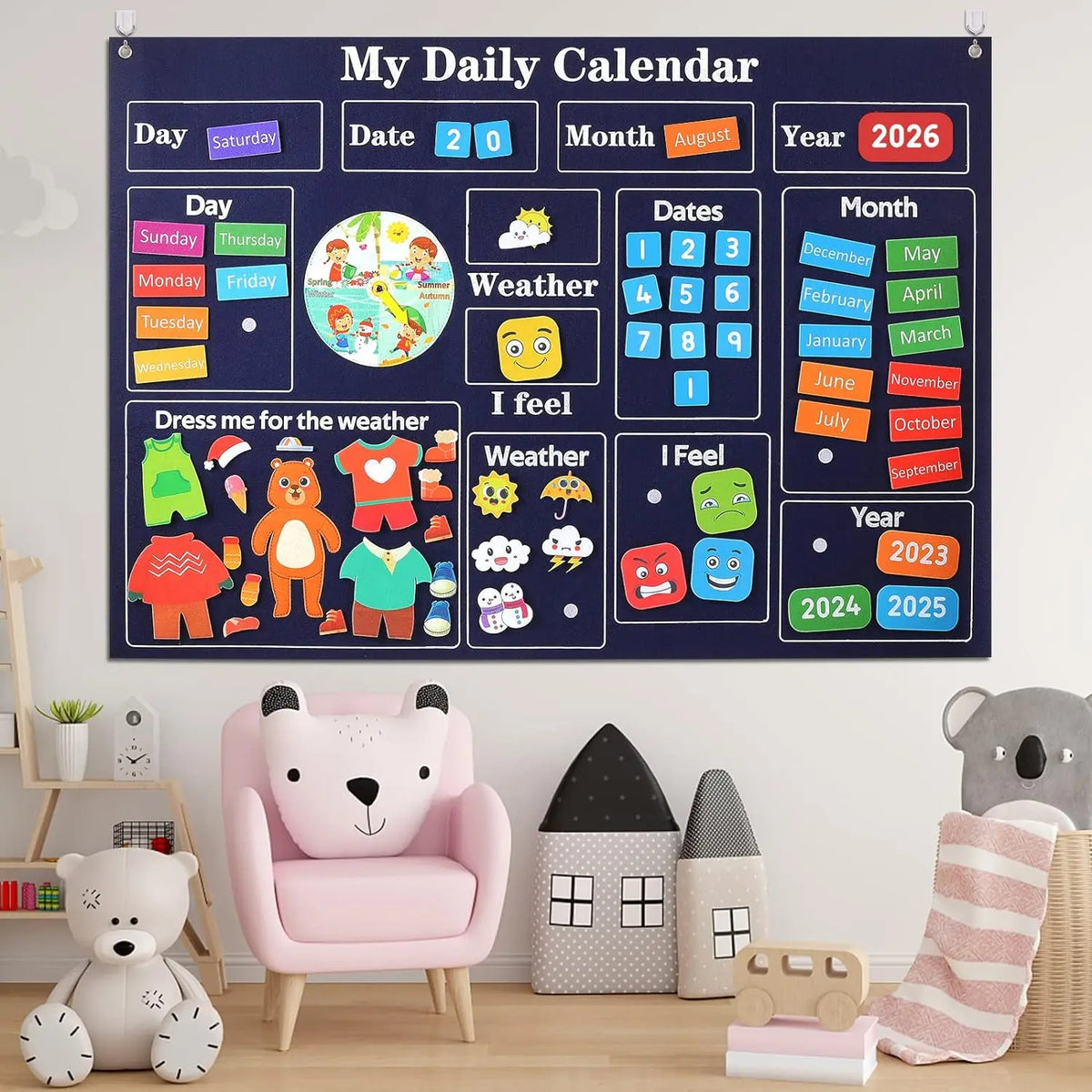 📅 Kibo Calendario™ – Tablero de Fieltro Montessori