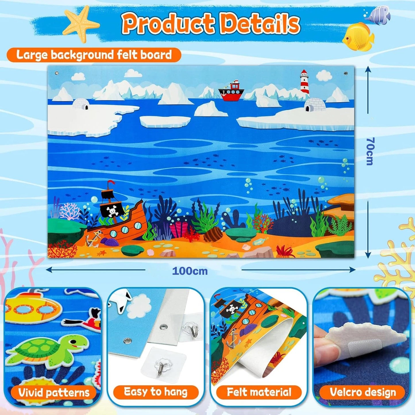 🌊 Kibo Explora™: Mundo Marino – Tablero de Fieltro Montessori